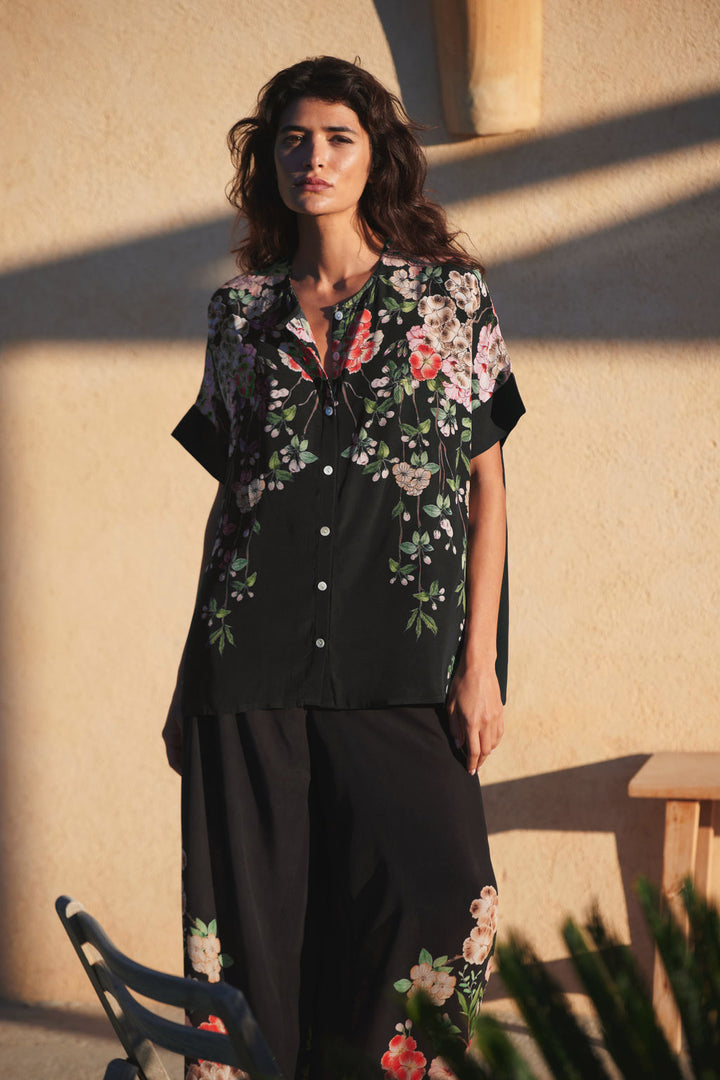 Trailing Blossom Black Tea Blouse