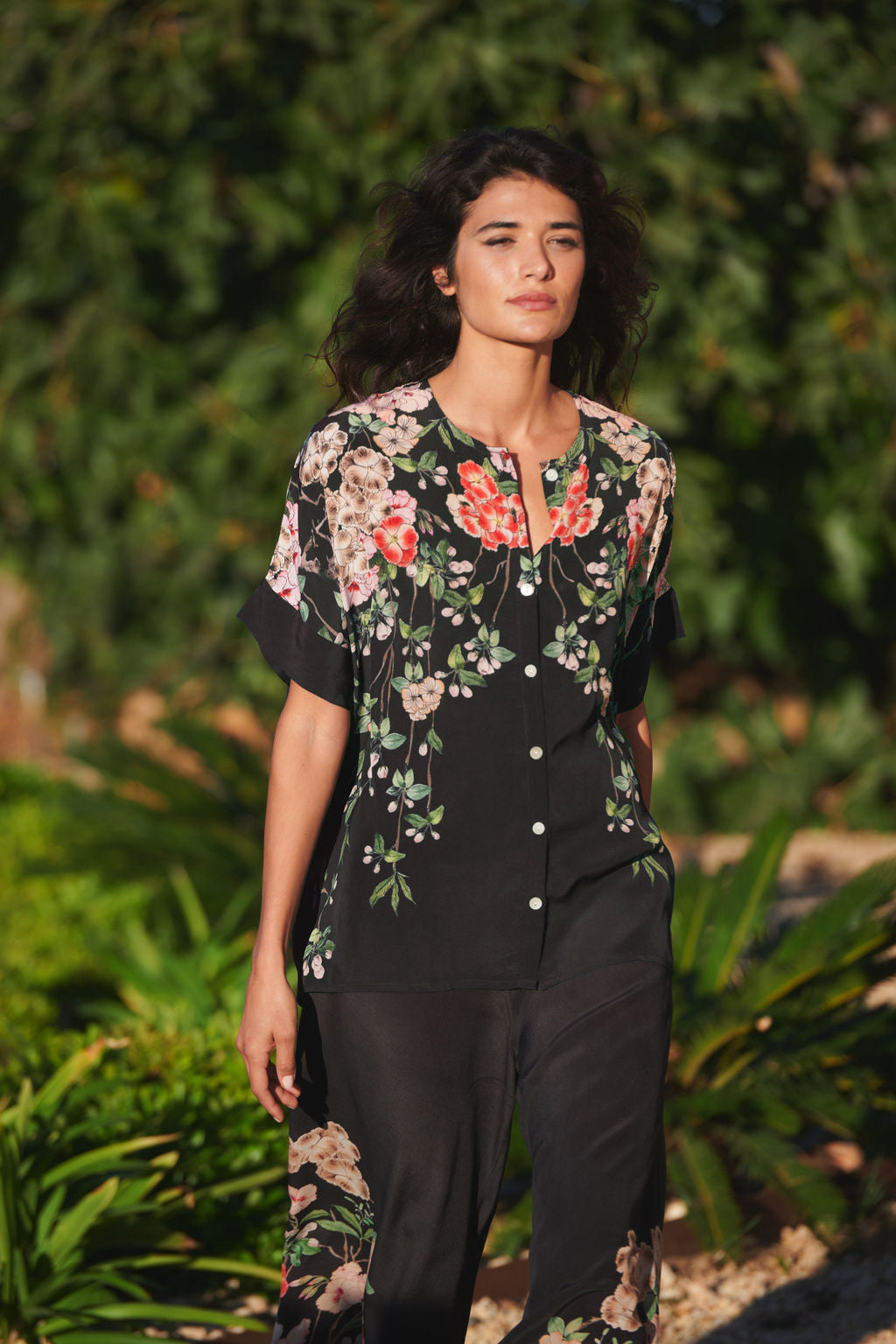 Trailing Blossom Black Tea Blouse