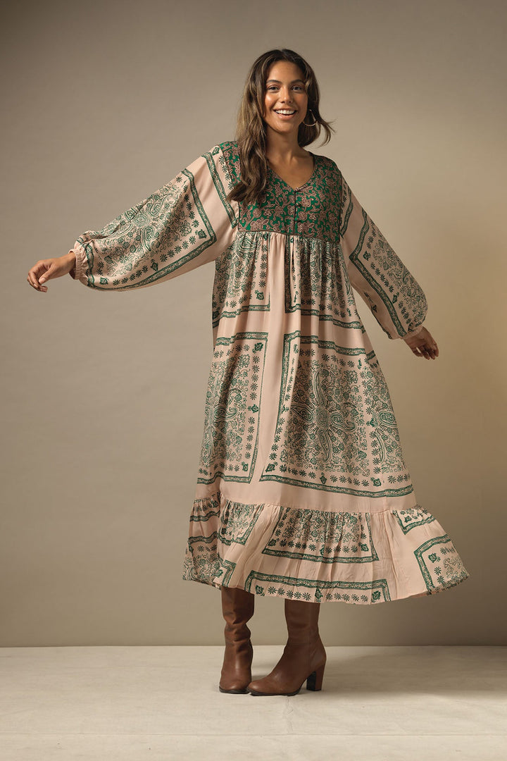 Mehndi Green Boho Dress