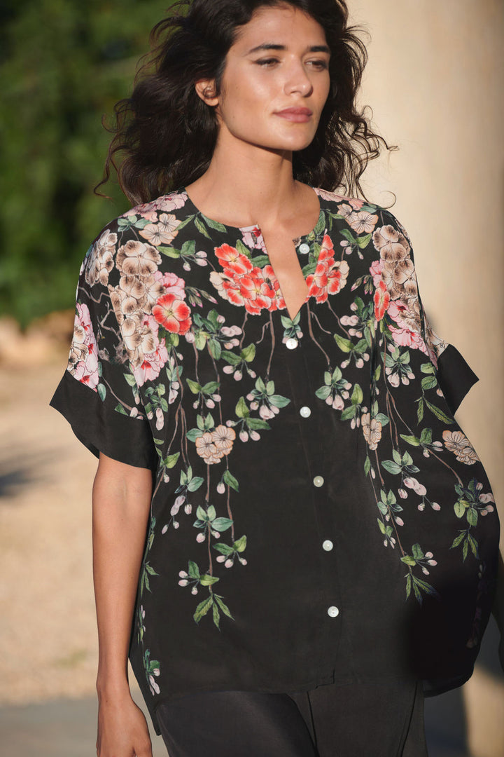 Trailing Blossom Black Tea Blouse