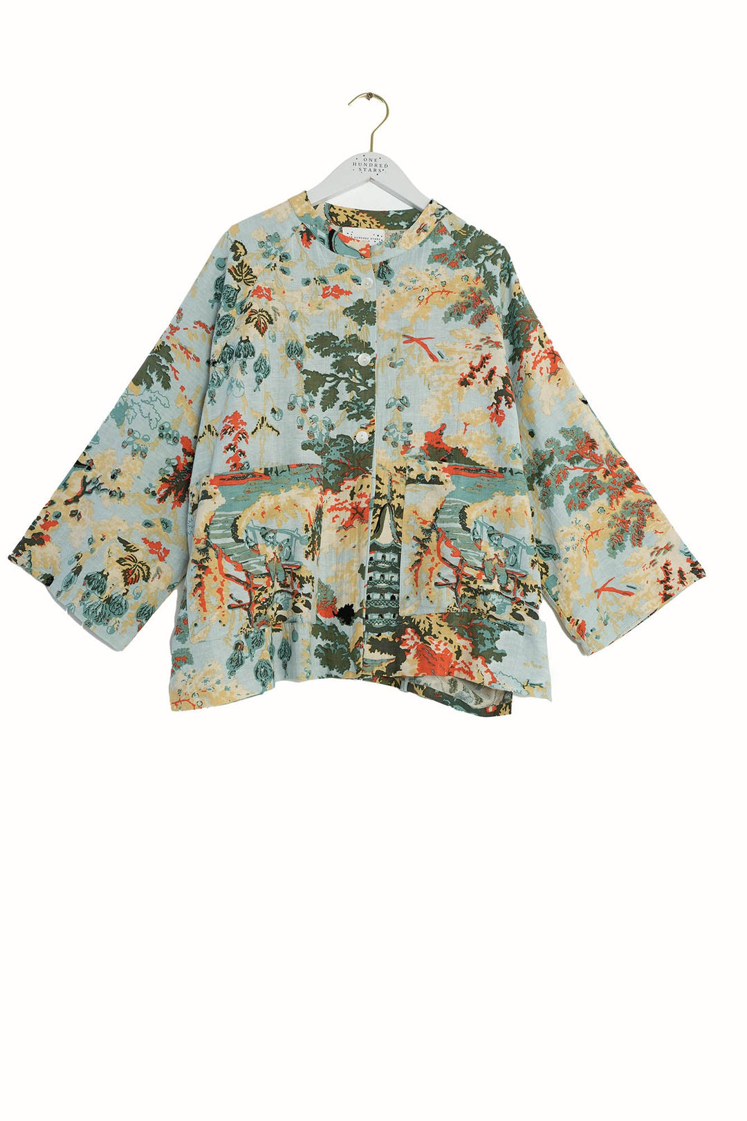 China Tree Aqua Linen Jacket