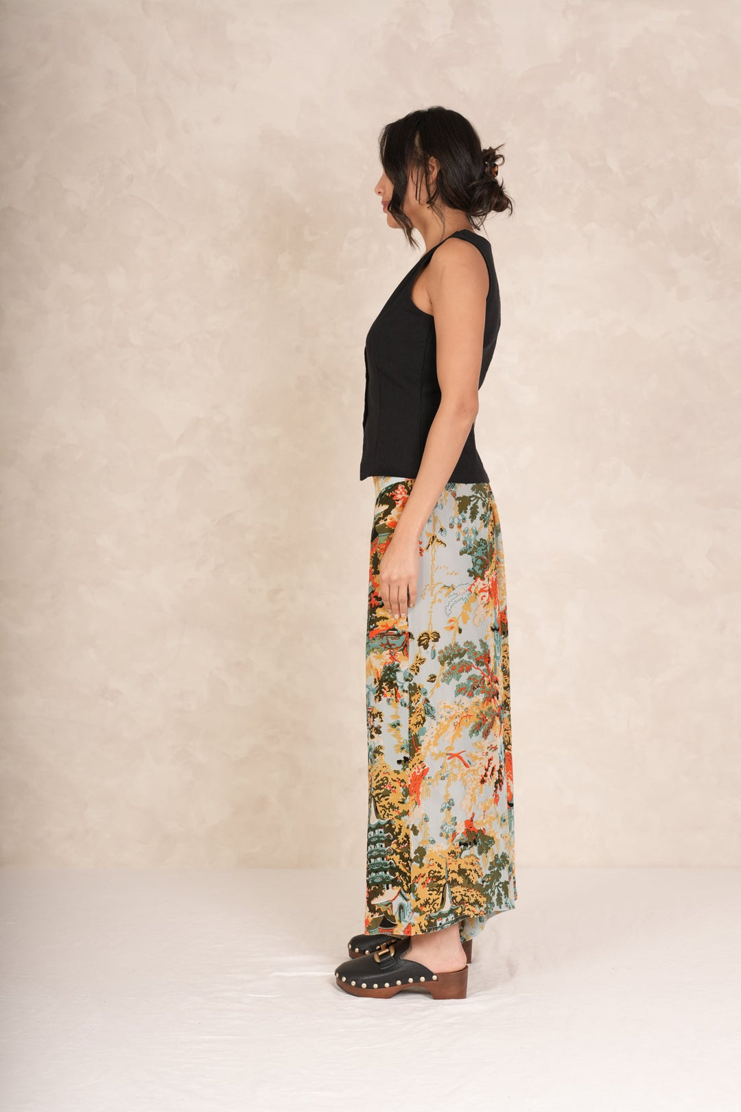 China Tree Aqua Crepe Palazzo Pants