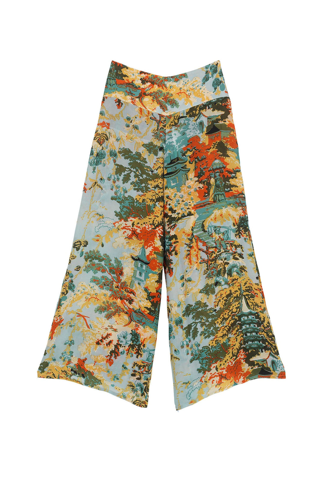 China Tree Aqua Crepe Palazzo Pants