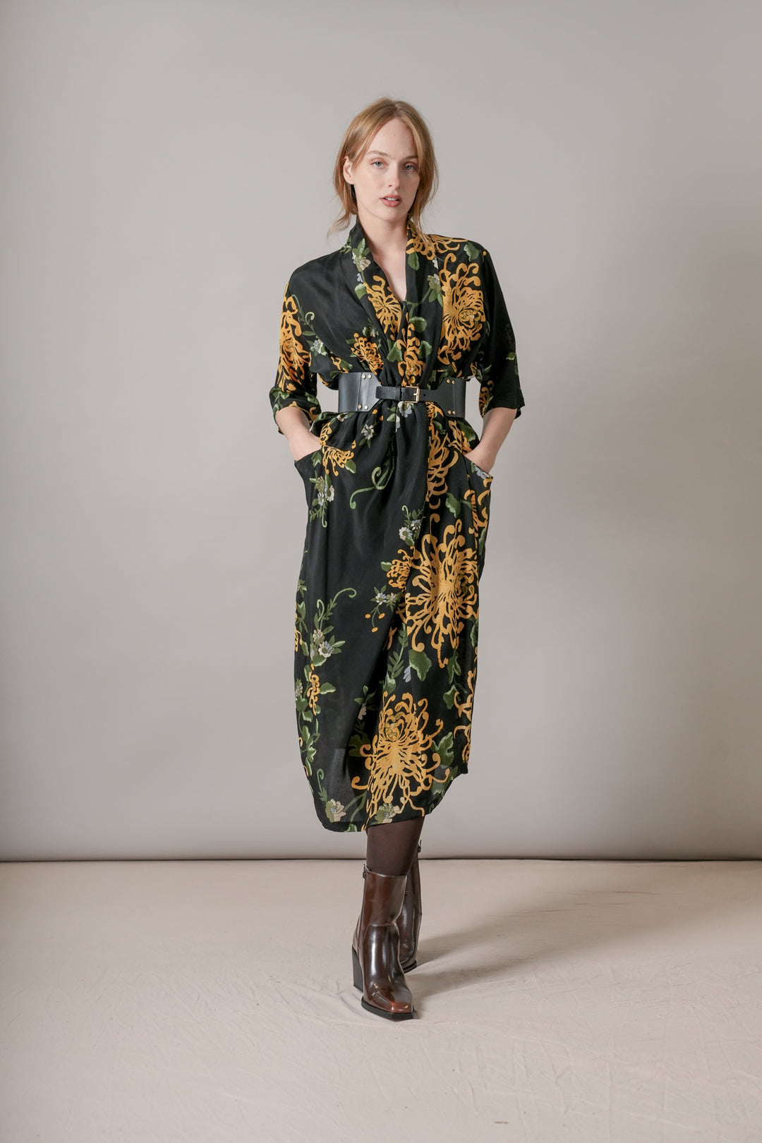 Chrysanthemum Black Rachel Dress