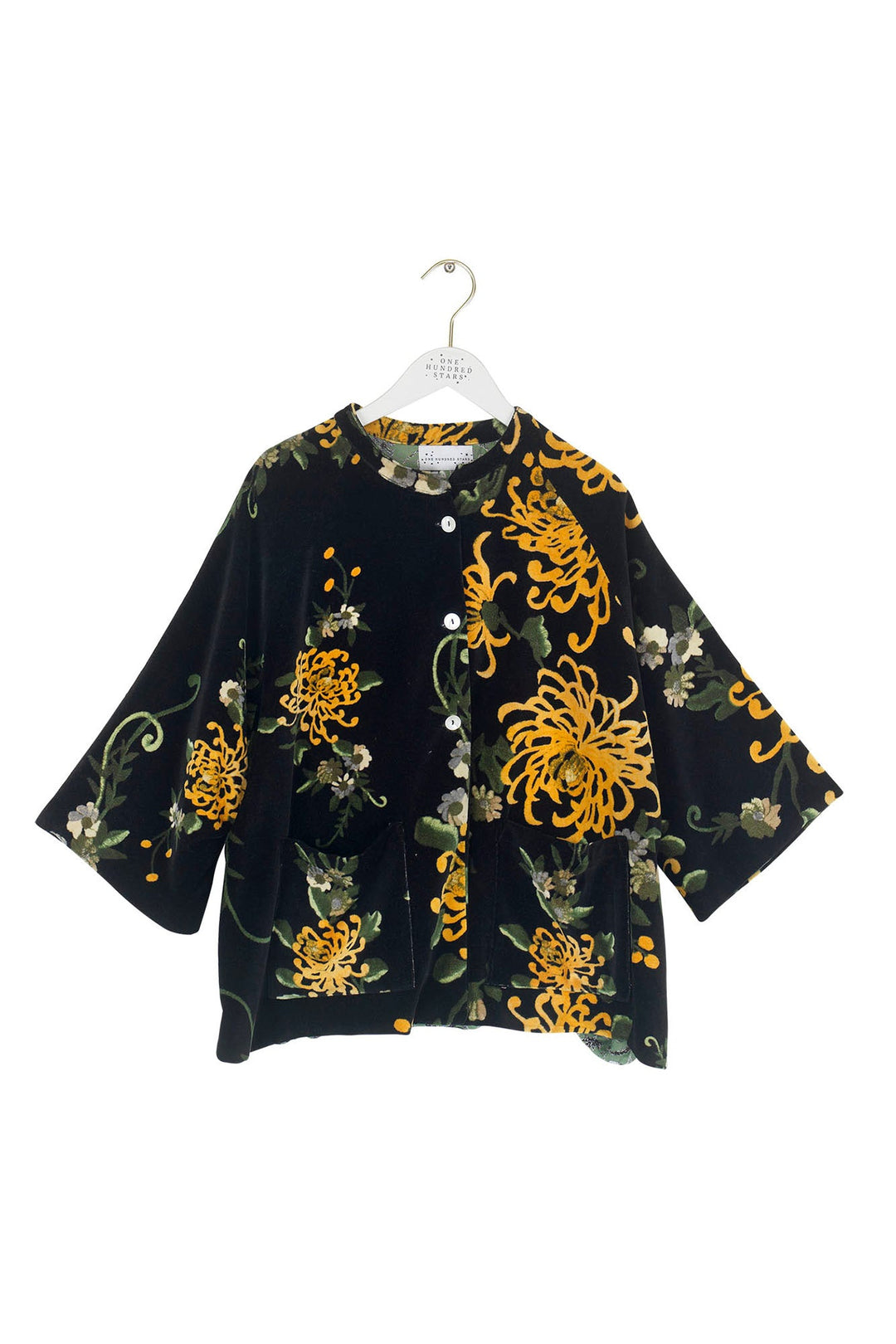 Chrysanthemum Black Velvet Jacket