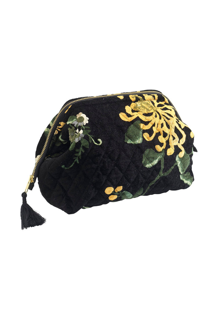 Chrysanthemum Black Velvet Pouch