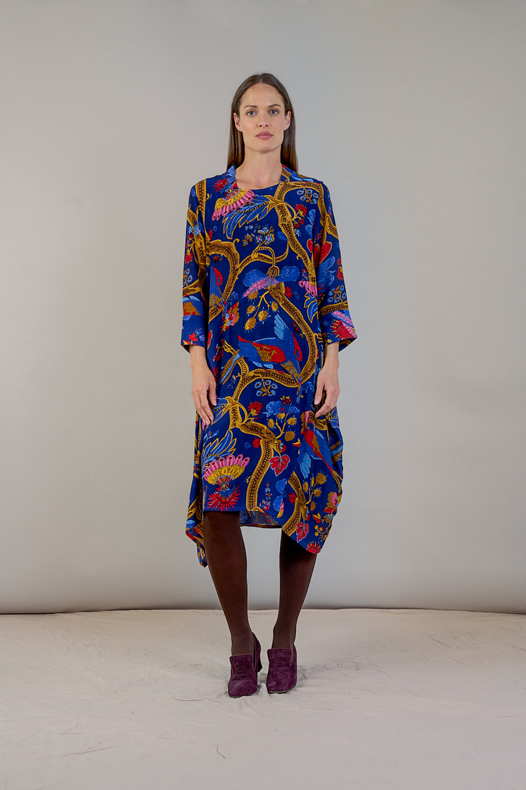 Climbing Peacock Royal Blue Asymmetric Dress