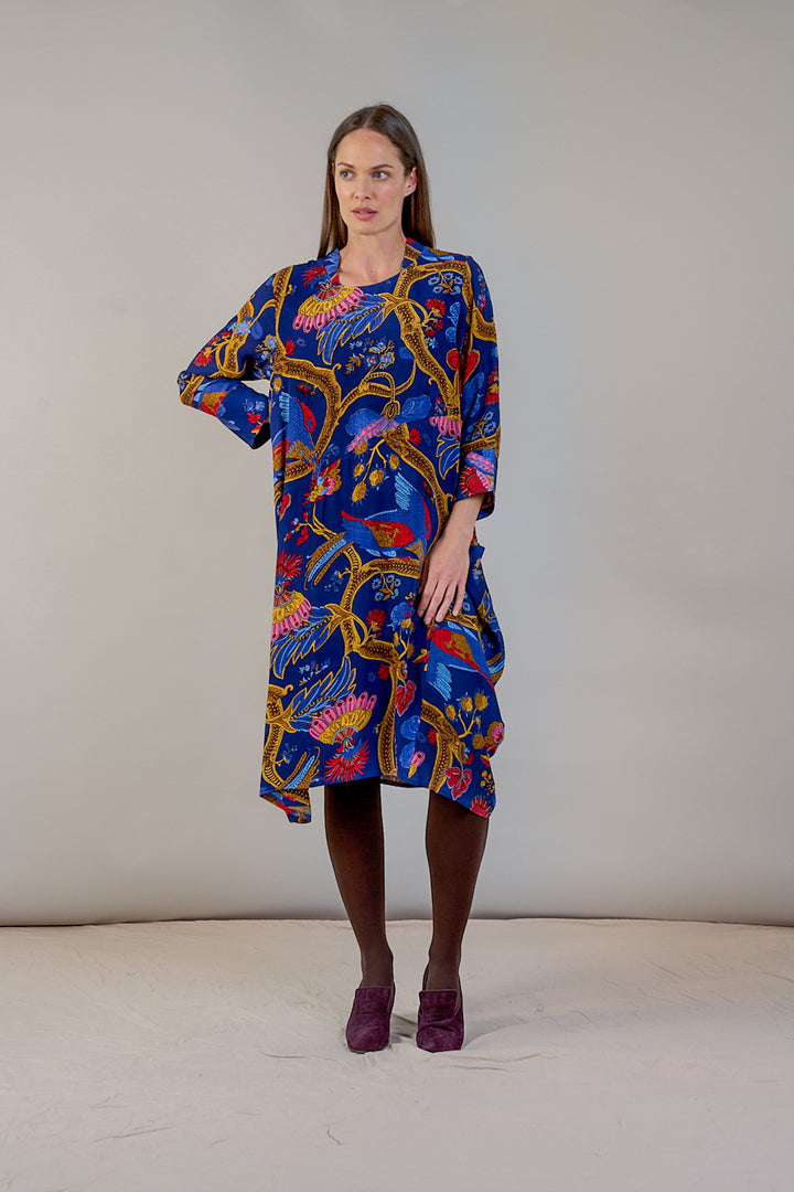 Climbing Peacock Royal Blue Asymmetric Dress