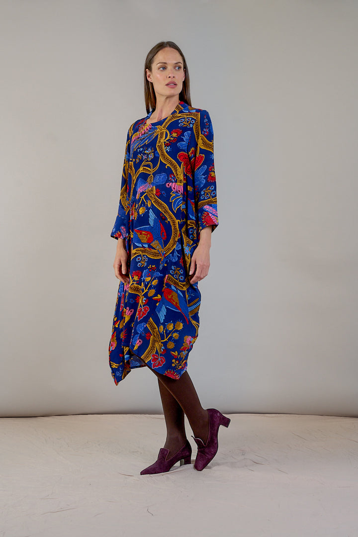 Climbing Peacock Royal Blue Asymmetric Dress