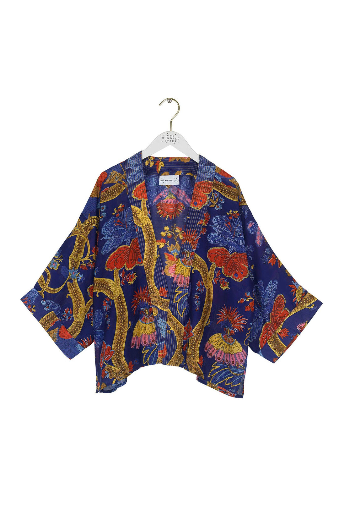 Climbing Peacock Royal Blue  Kimono