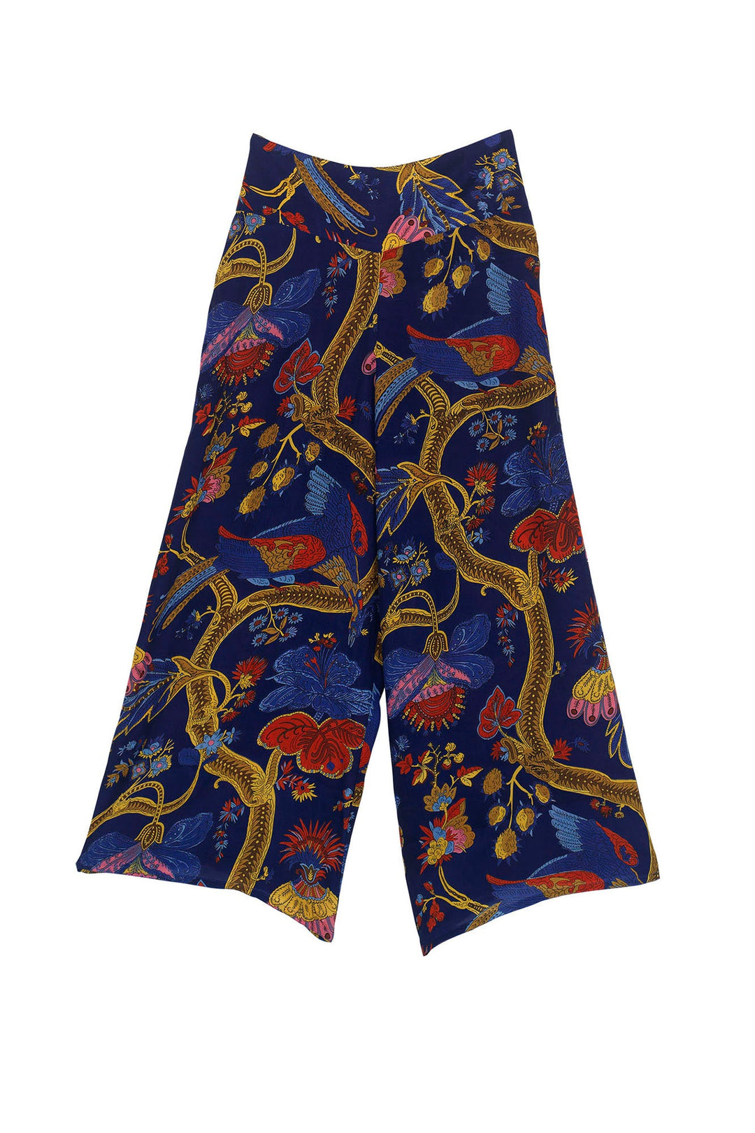 Climbing Peacock Royal Blue Crepe Palazzo Pants