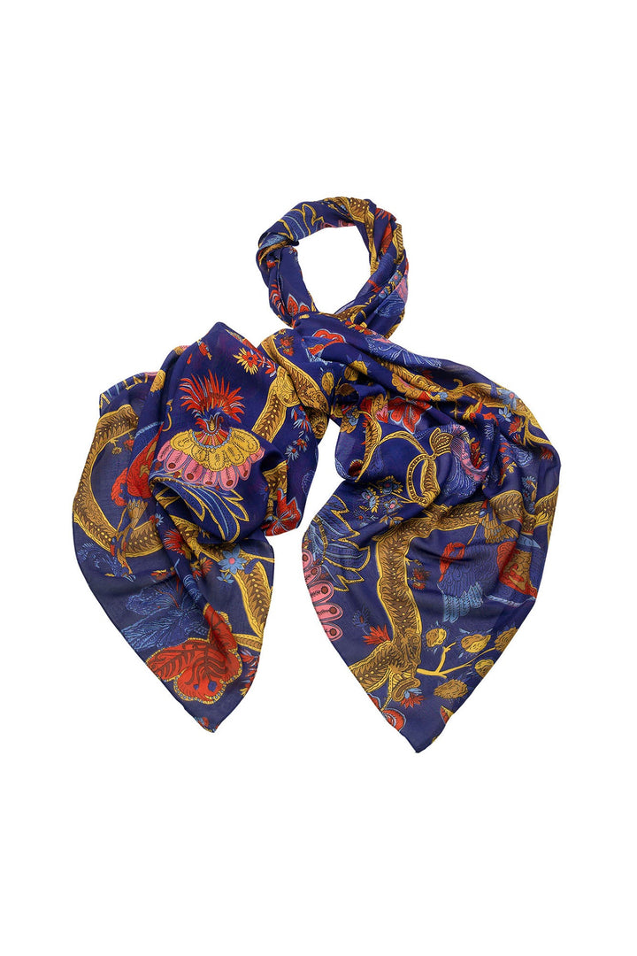 Climbing Peacock Royal Blue Scarf