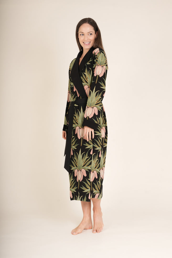 Deco Bud Black Crepe Gown