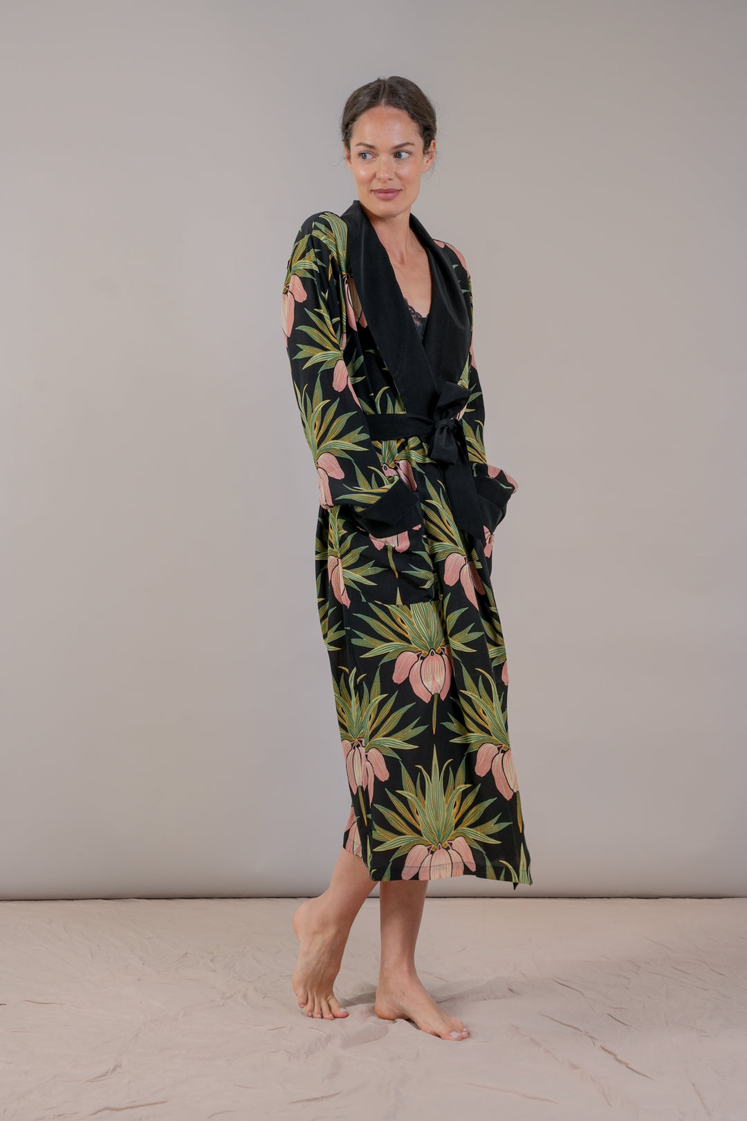 Deco Bud Black Crepe Gown