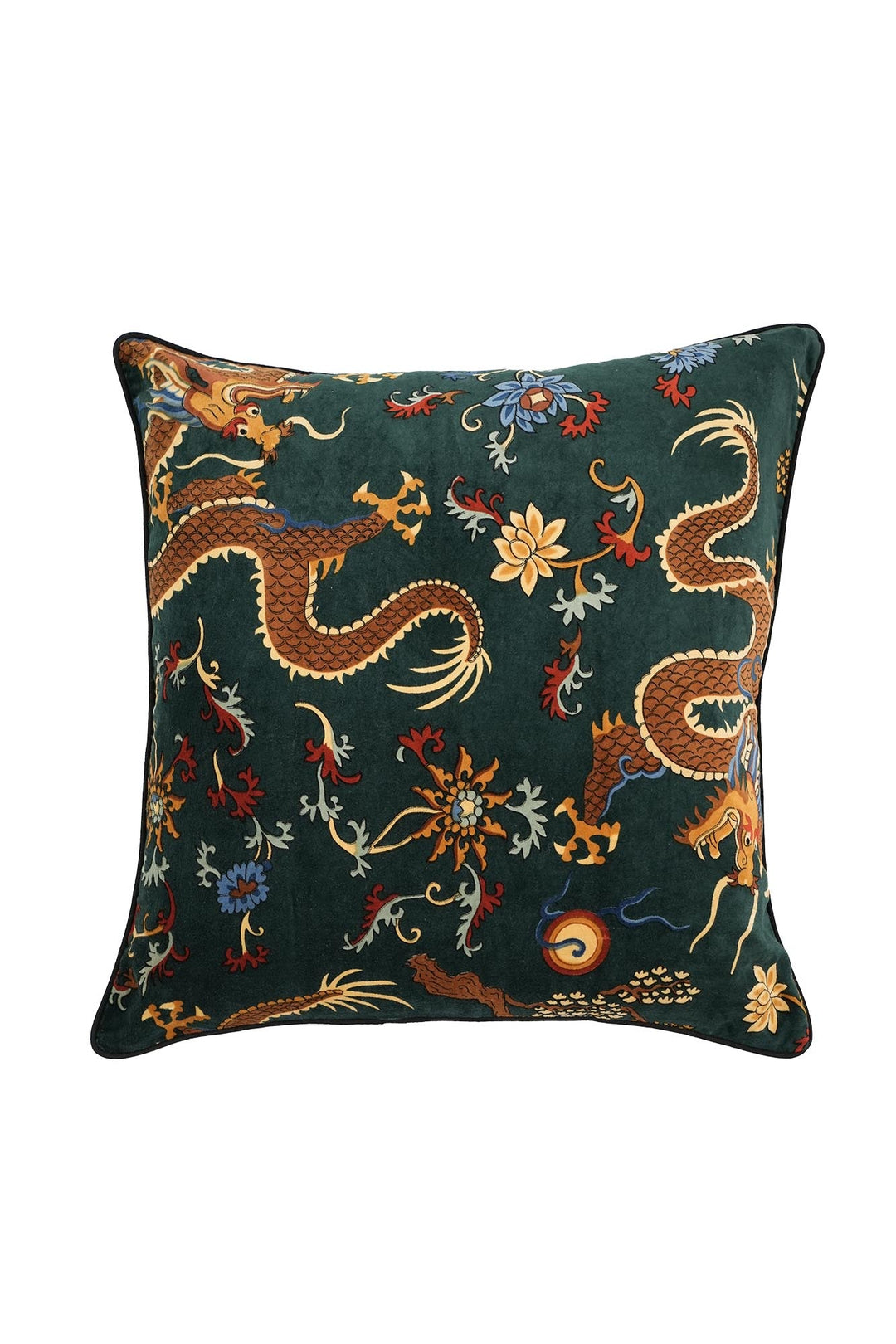 Dragon Green Velvet Cushion