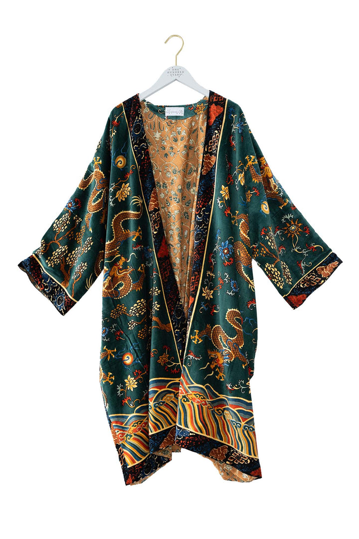 Dragon Green Velvet Grande Kimono