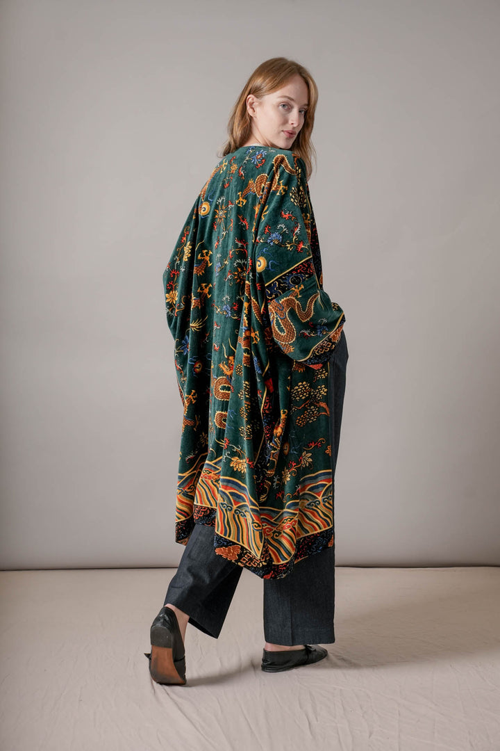 Dragon Green Velvet Grande Kimono