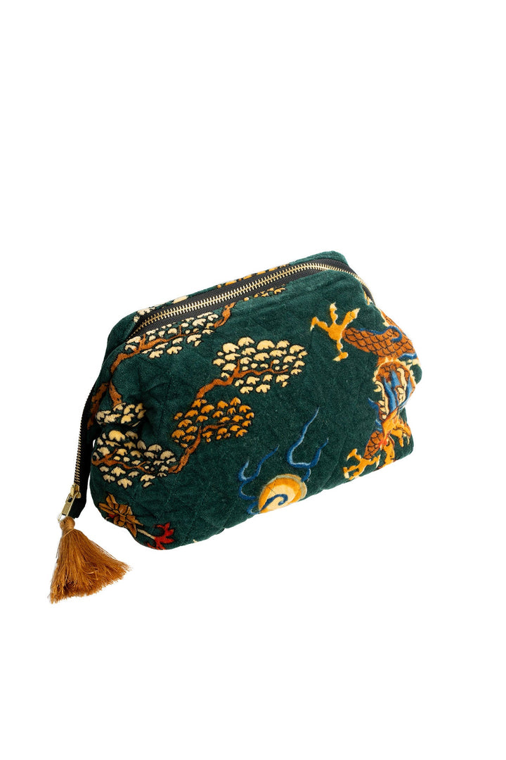 Dragon Green Velvet Pouch