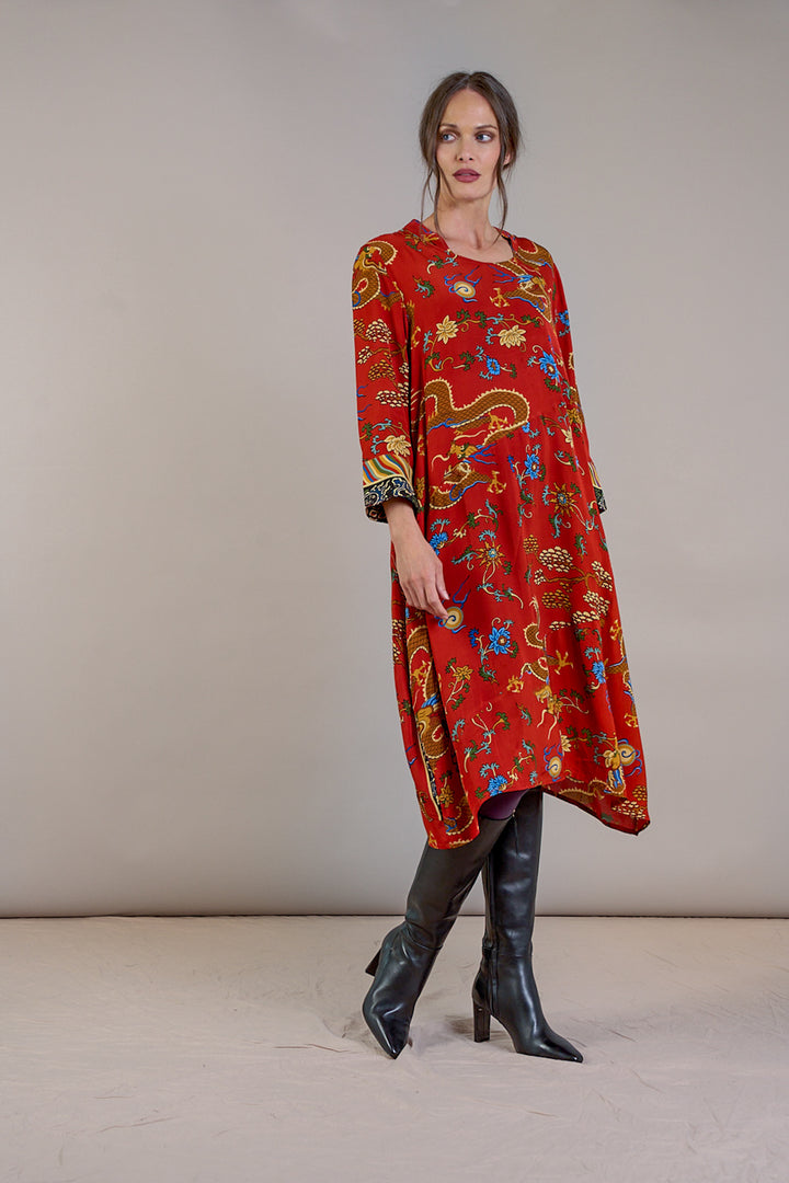 Dragon Rust Asymmetric Dress