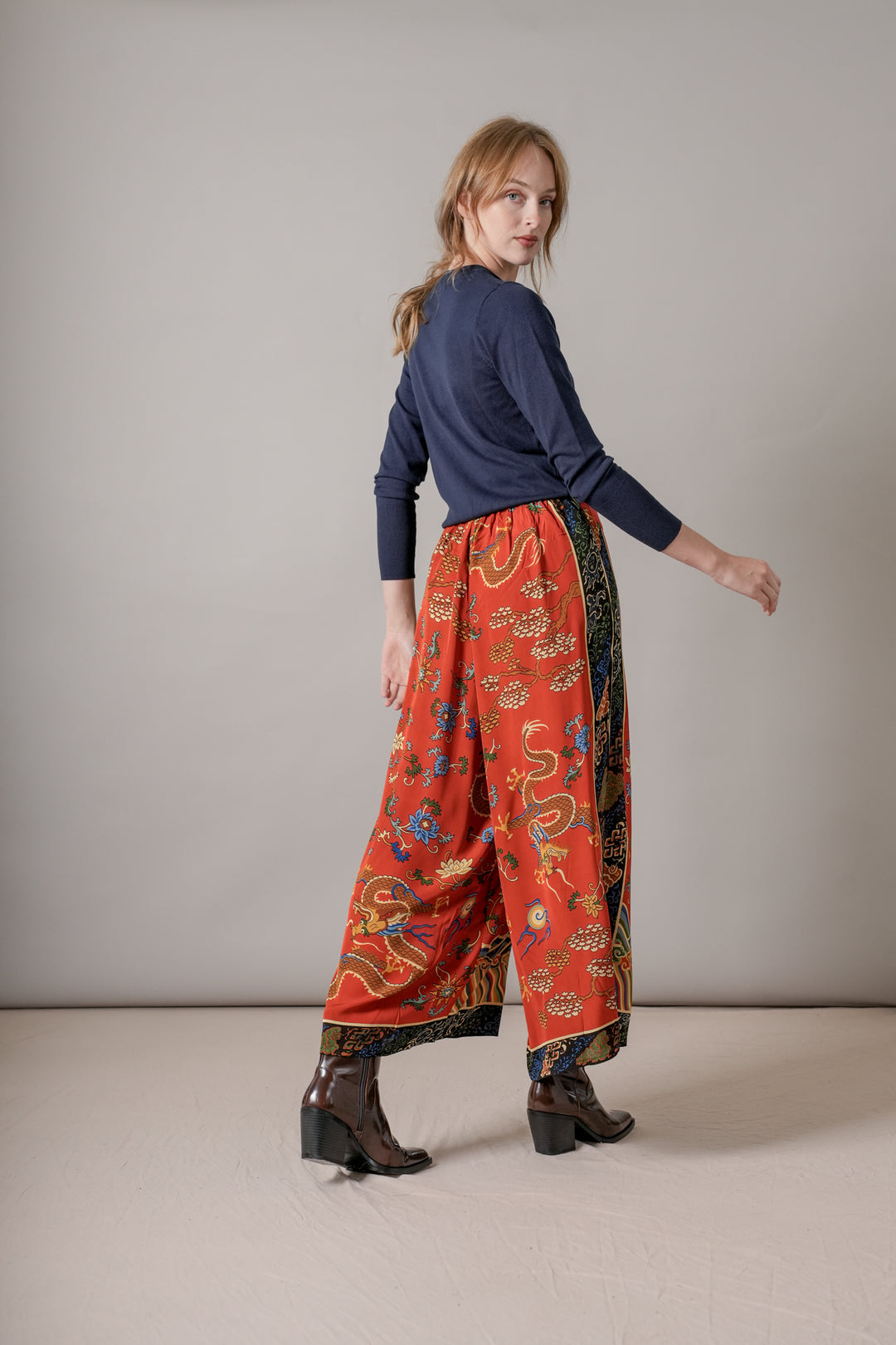 Dragon Rust Crepe Palazzo Pants