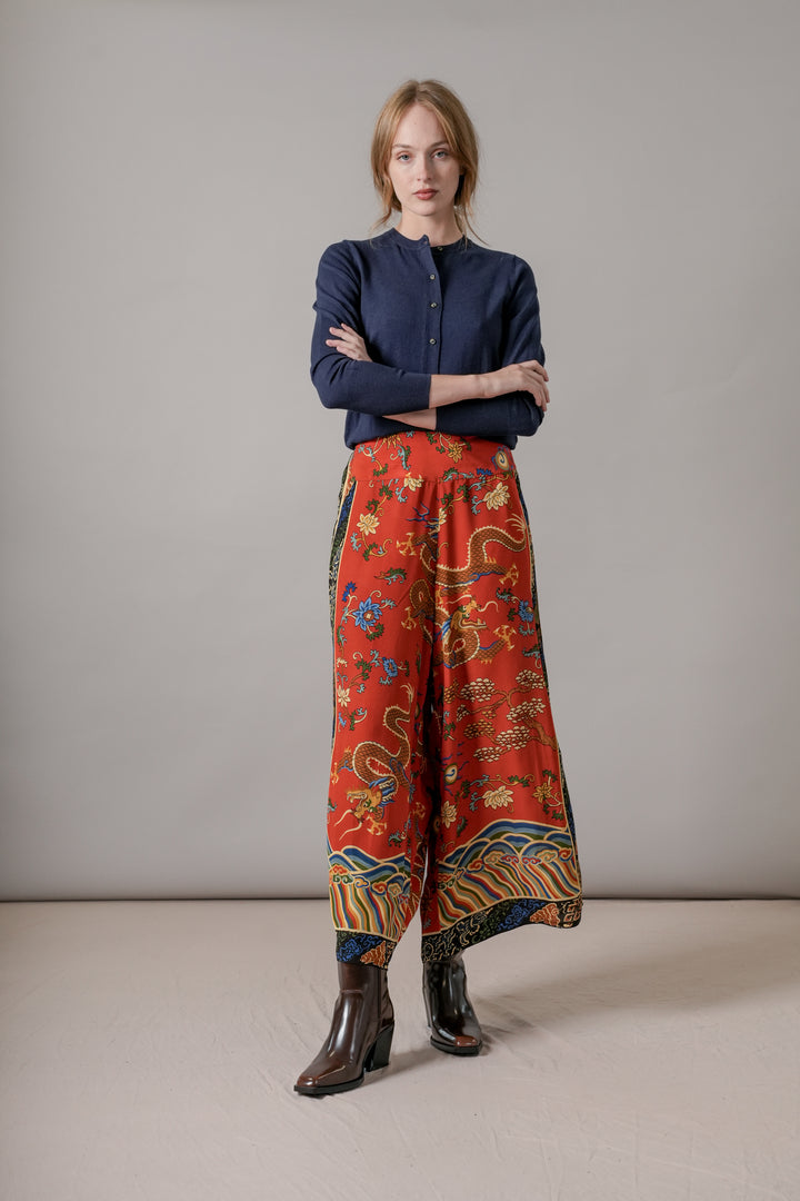 Dragon Rust Crepe Palazzo Pants