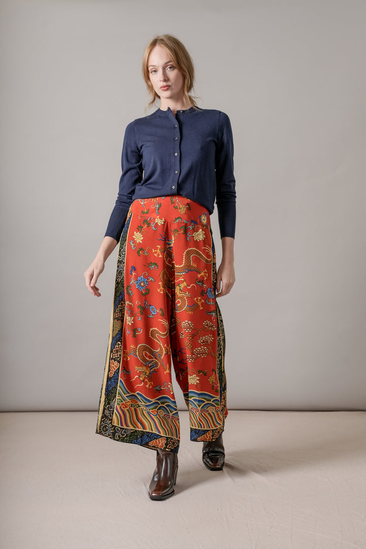 Dragon Rust Crepe Palazzo Pants