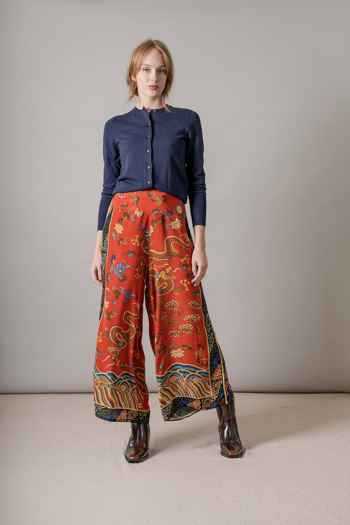 Dragon Rust Crepe Palazzo Pants