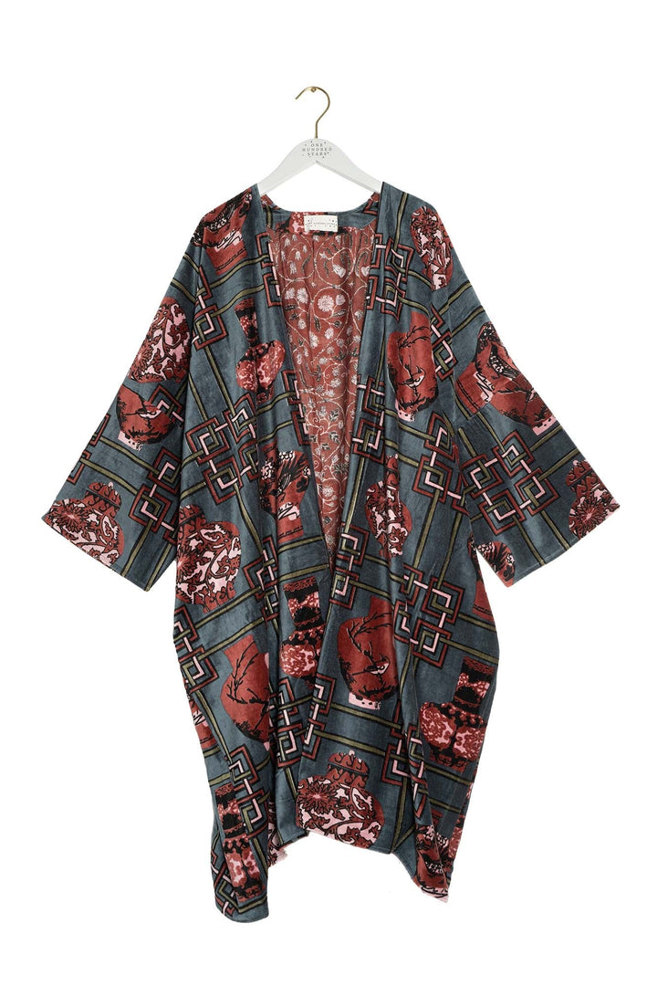 Ginger Jar Grey Velvet Grande Kimono