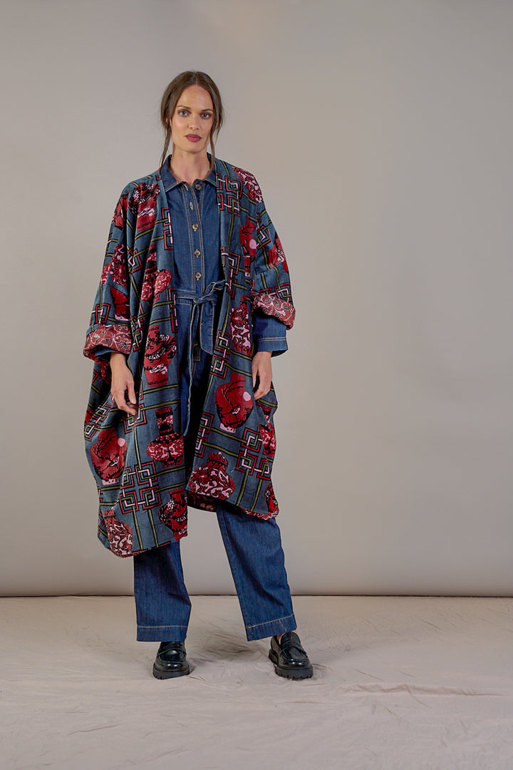 Ginger Jar Grey Velvet Grande Kimono