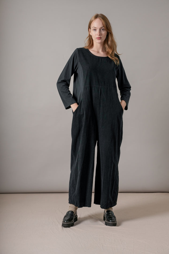 Black Needlecord Jumpsuit