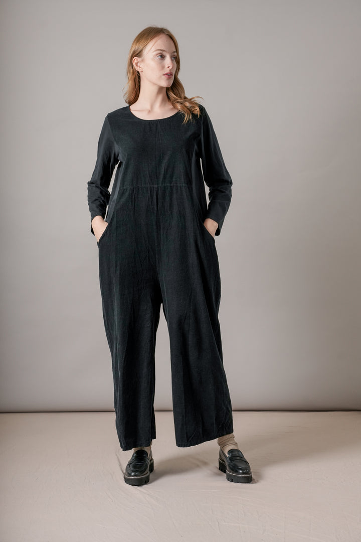 Black Needlecord Jumpsuit