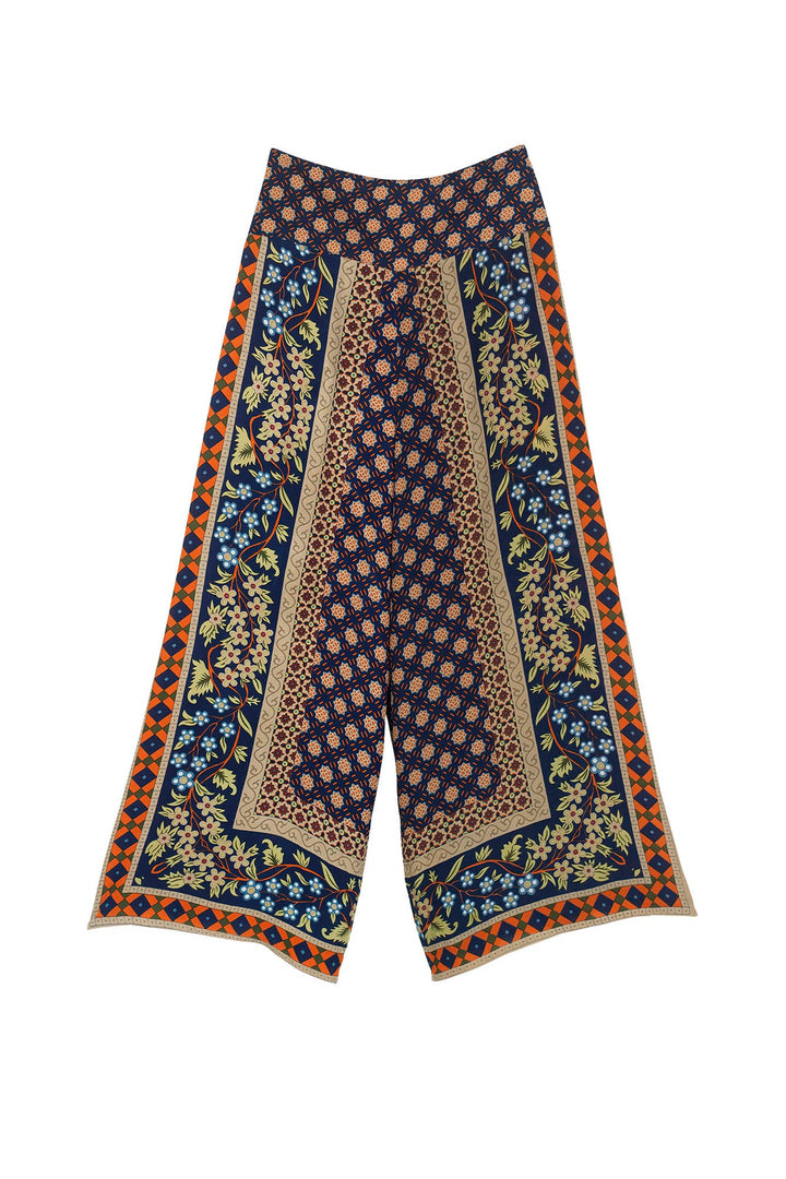 Moorish Blue Crepe Palazzo Pants