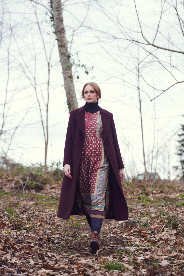 Moorish Burgundy Pleat Dress