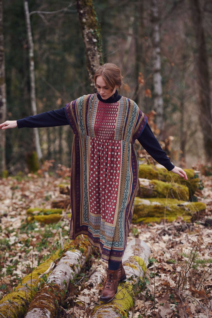 Moorish Burgundy Pleat Dress