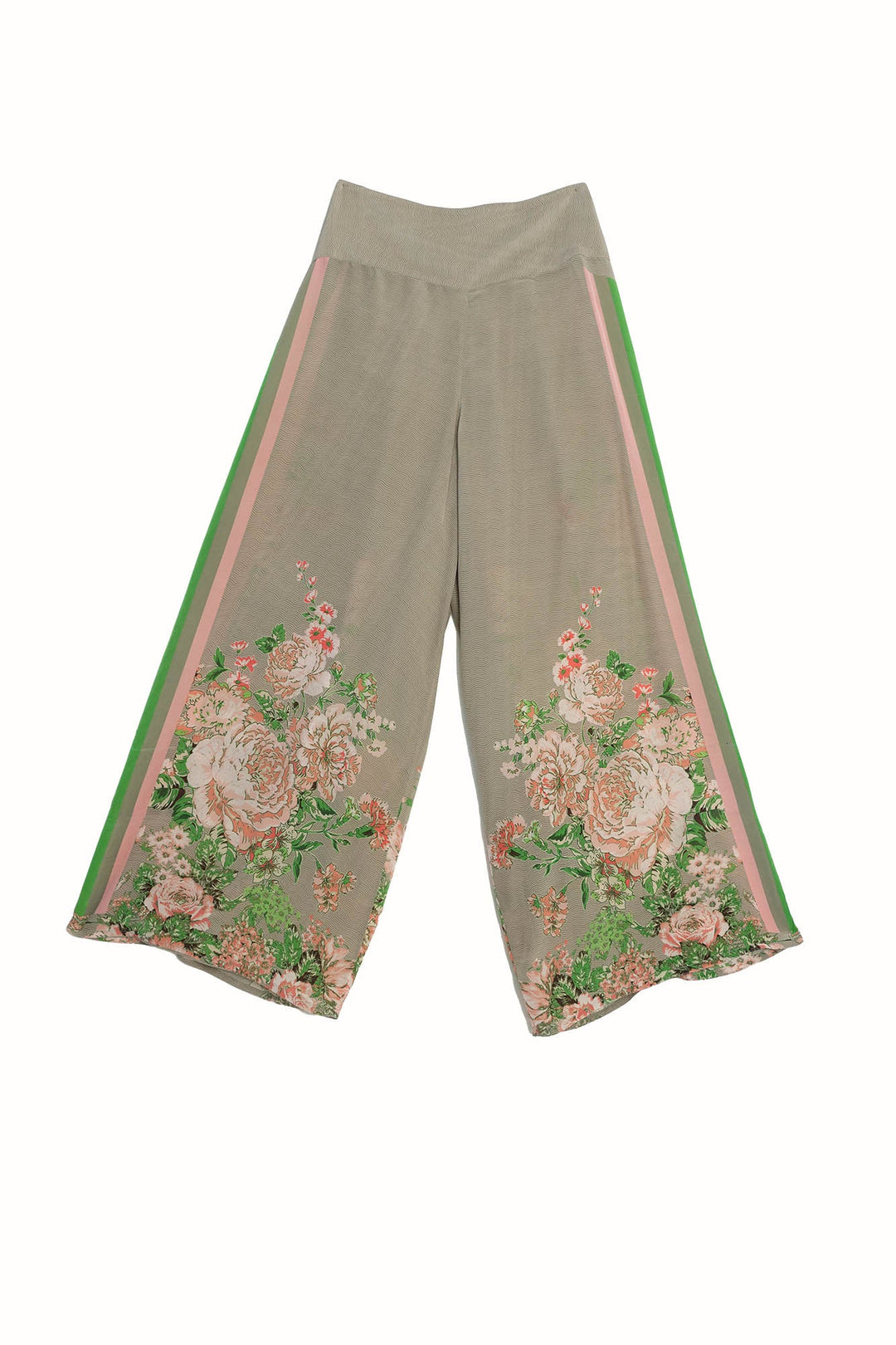 Neon Rose Beige Crepe Palazzo Pants