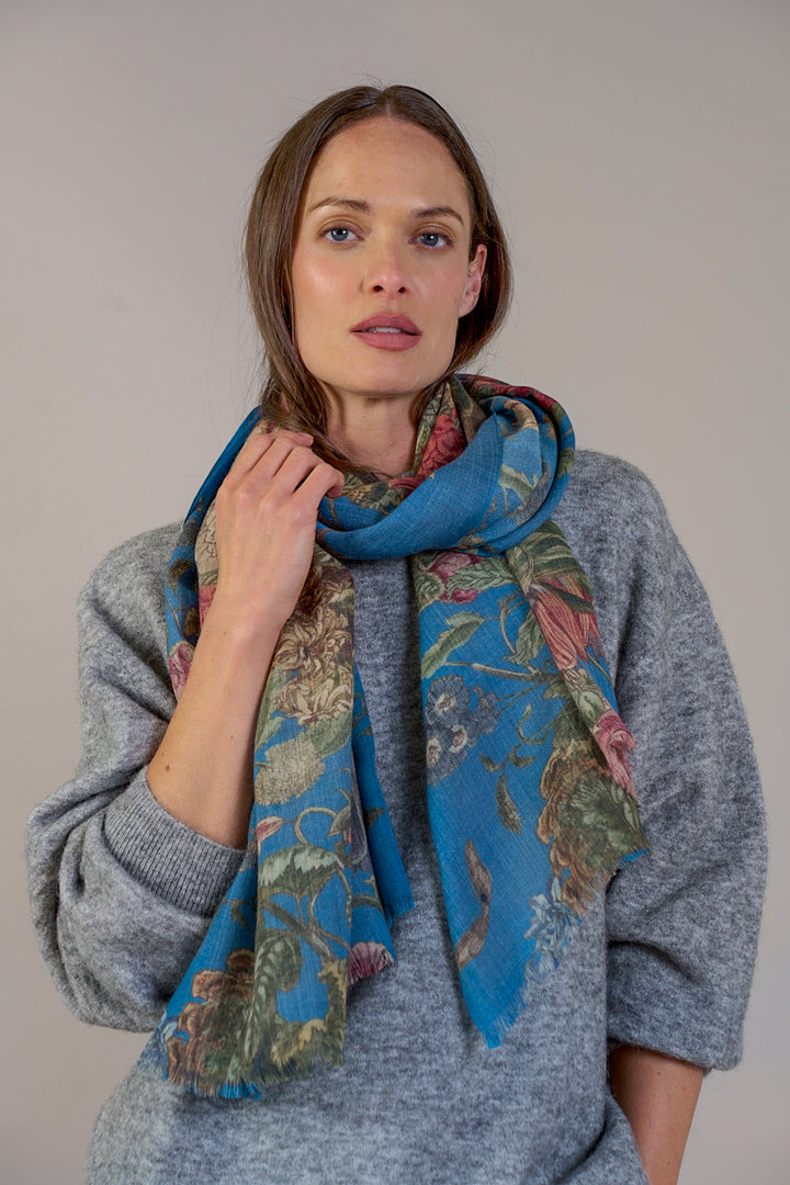 Primula Teal Wool Scarf