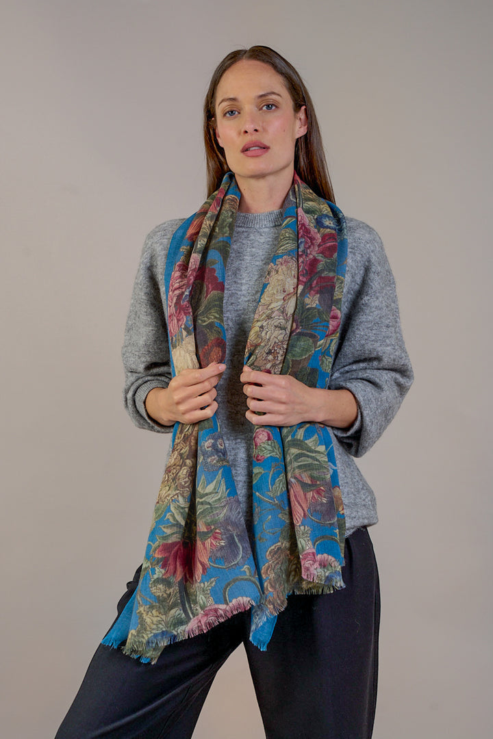 Primula Teal Wool Scarf