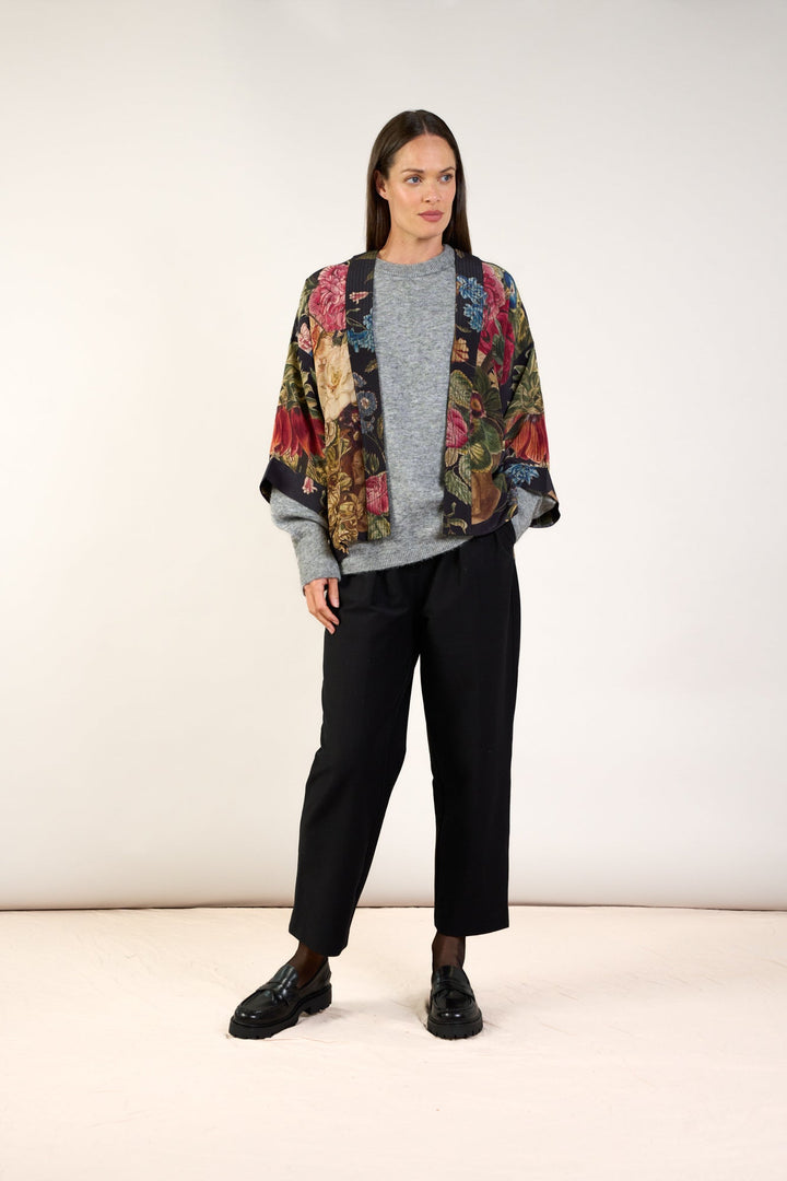 Primula Black Crepe Kimono