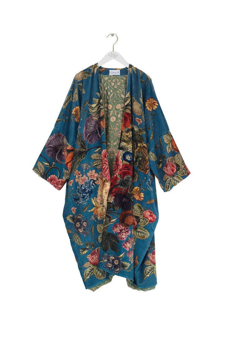 Primula Teal Velvet Grande Kimono