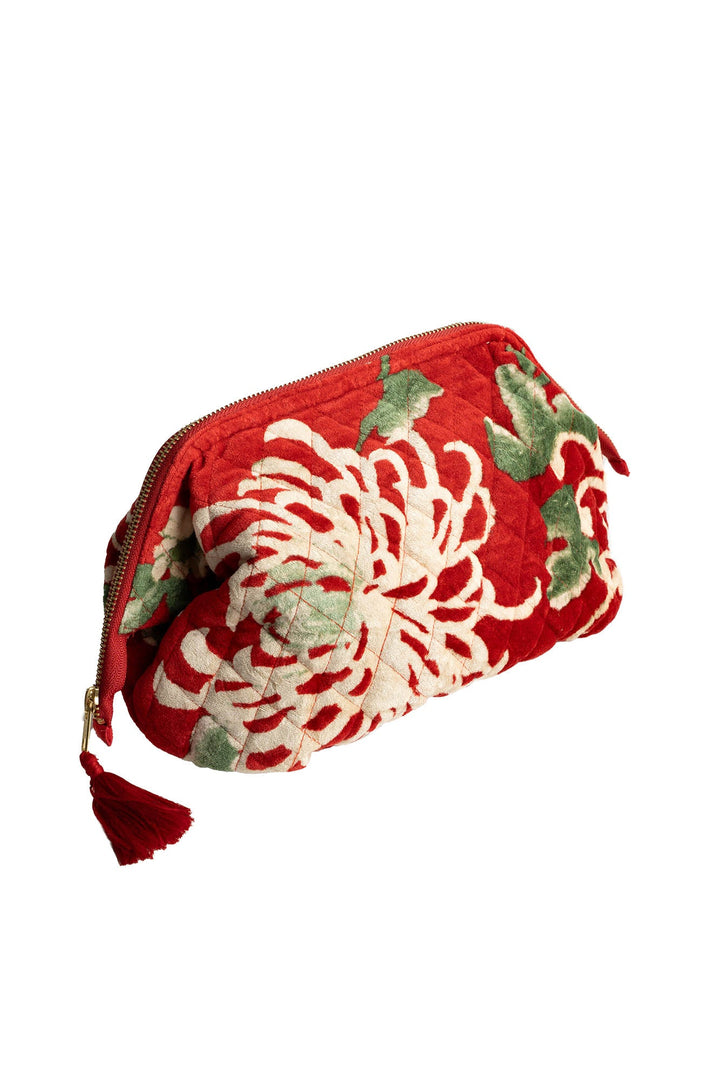 Chrysanthemum Red Velvet Pouch