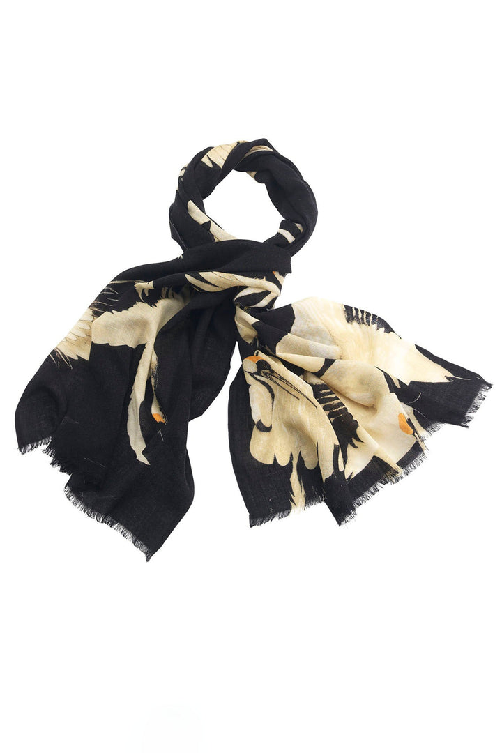 Stork Black Wool Scarf