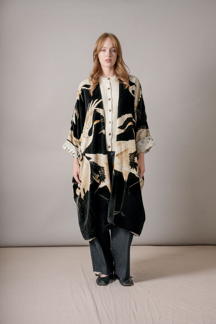 Stork Black Velvet Grande Kimono