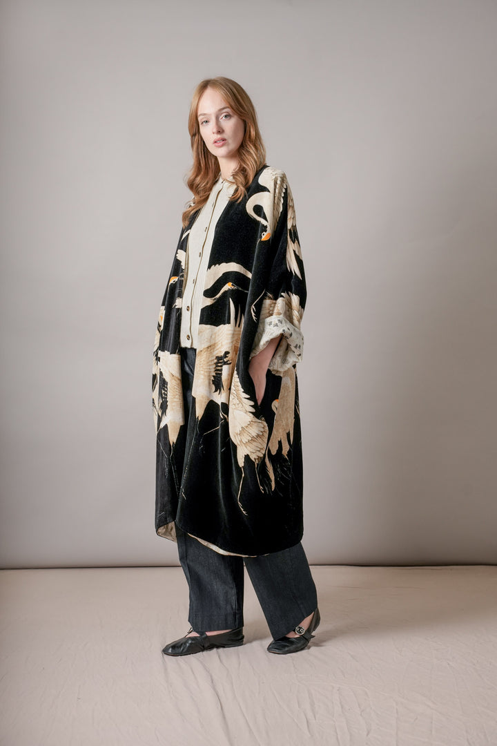 Stork Black Velvet Grande Kimono