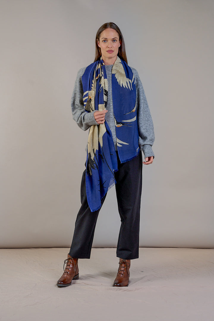 Stork Royal Blue Wool Scarf