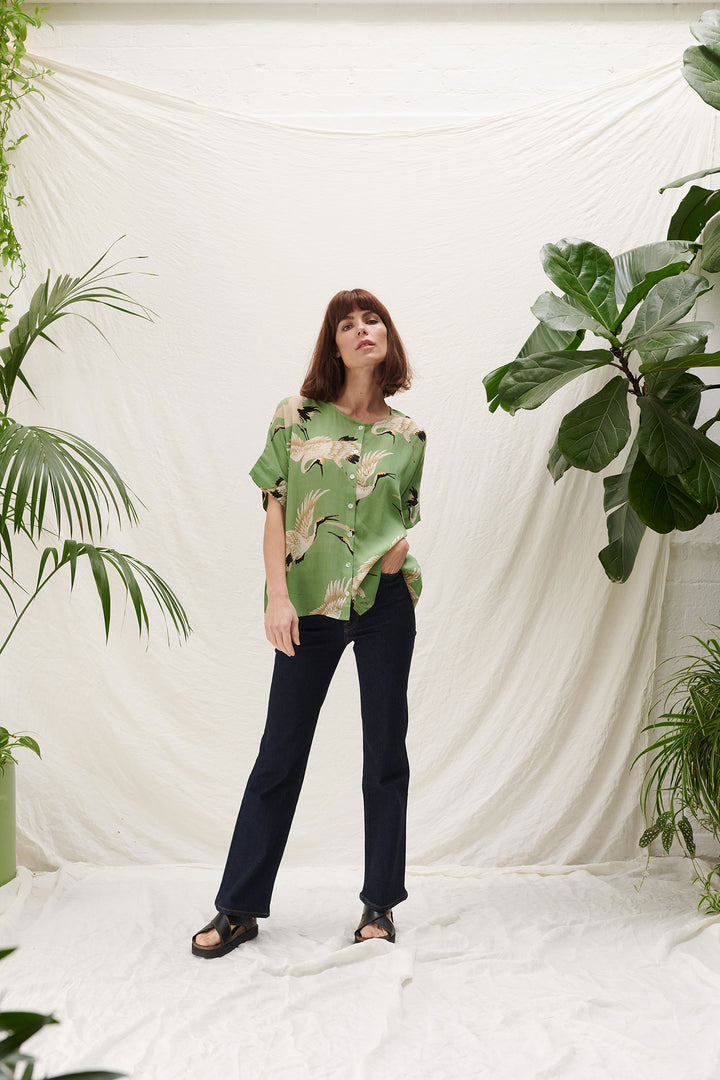 Stork Pea Green Tea Blouse