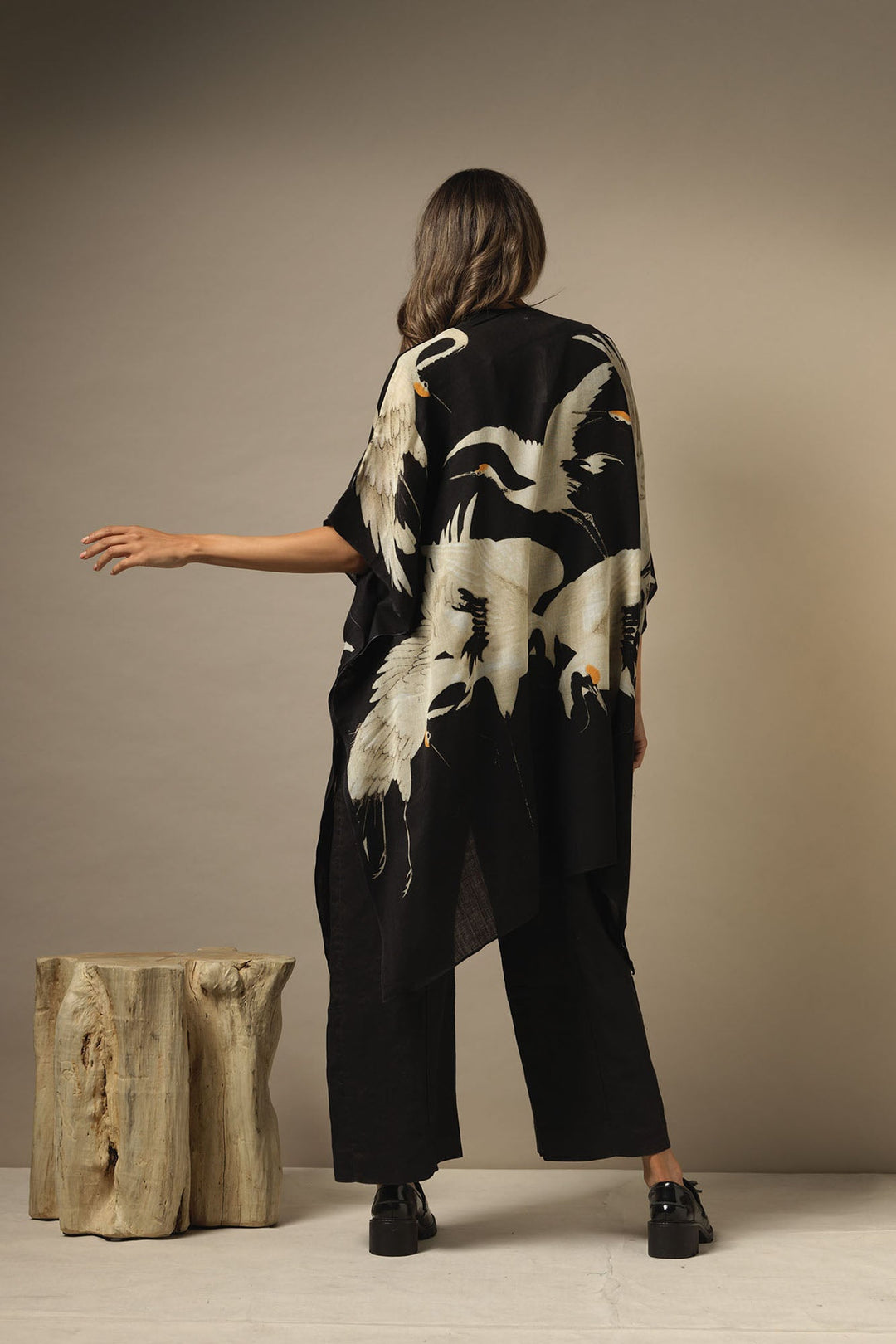 Stork Black Wool Throwover