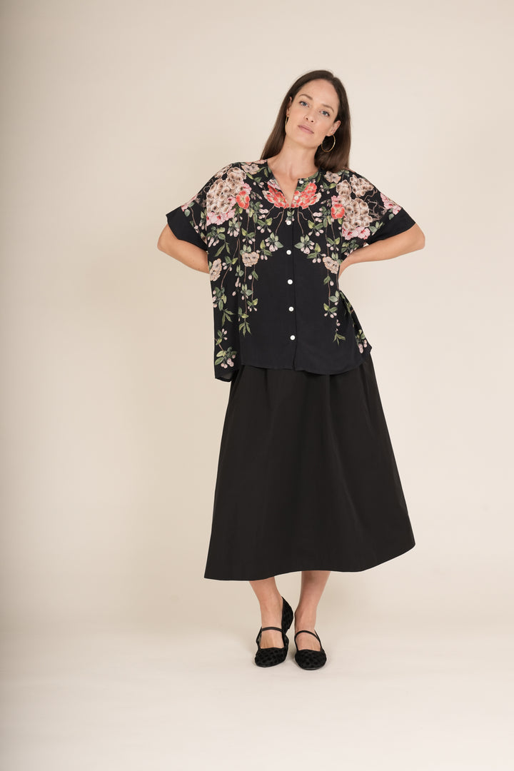 Trailing Blossom Black Tea Blouse