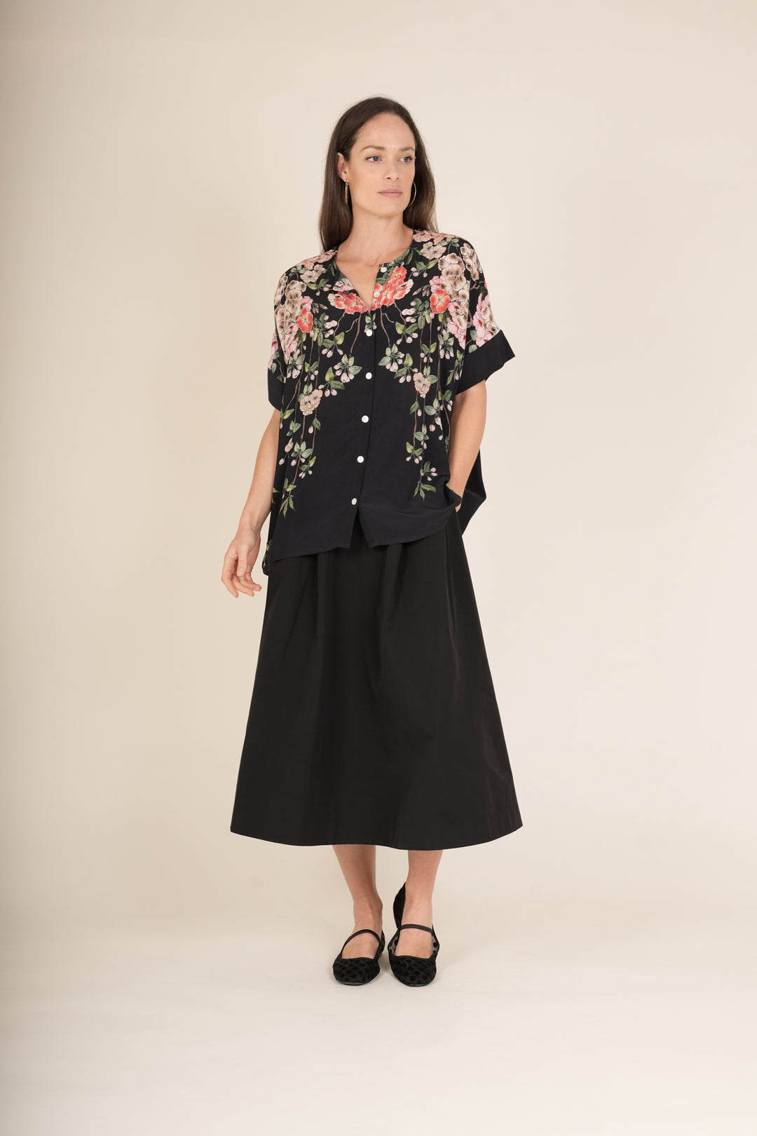 Trailing Blossom Black Tea Blouse