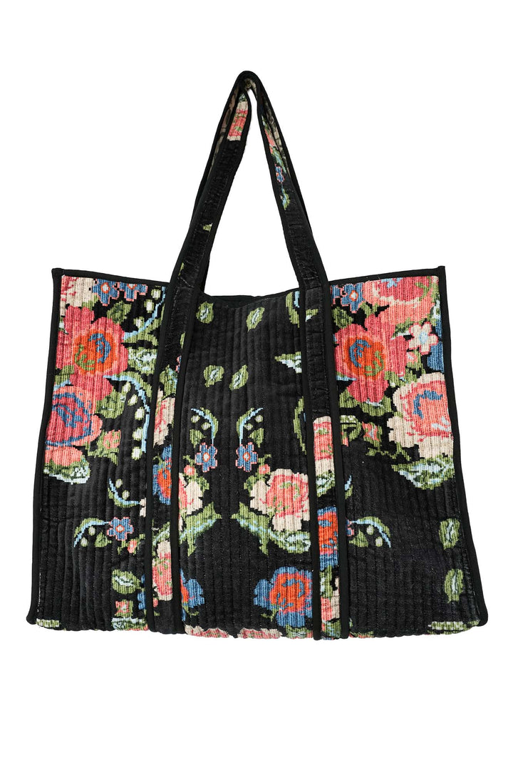 Woven Flower Velvet Tote Bag