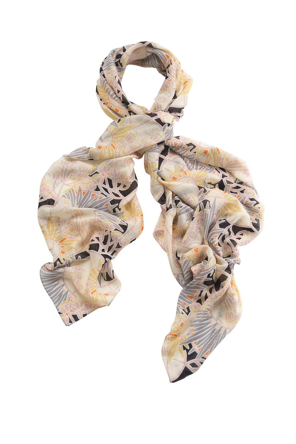 Art deco inspired print light weight scarf perfect for layering or covering up.